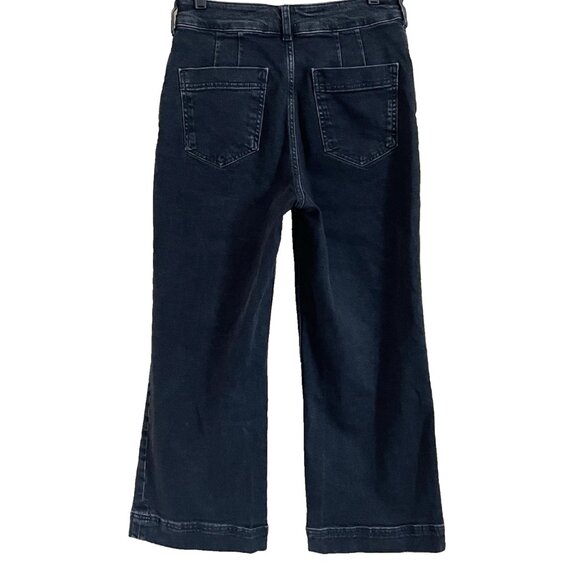 Anthropologie Pilcro The Skipper High-Rise Crop Wide Leg Black Jeans 28 Stretch - Picture 3 of 11